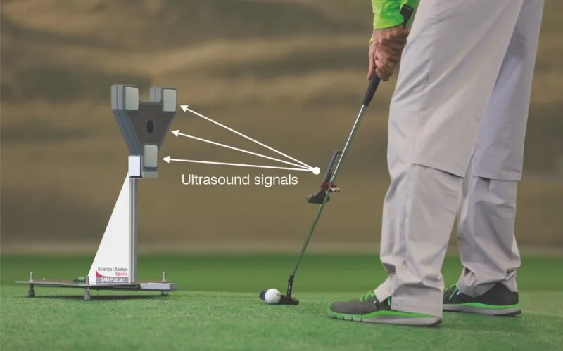 SAM PuttLab measuring a putting stroke with ultrasound
